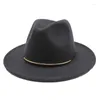 Berets Ozyc 2022 Women Wool Fedoras with Metal Ring Wide Brim Panama Hat Winter Warm Dark Jazz Caps Sombrero Sombrero