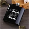 Hip Flasks 6Oz Wine Bottle Light Black Hip Flask Stainless Steel English Letter Pattern Wines Pot Arrival 10 8Dy L1 Drop Delivery Ho Dhn0N