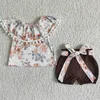 Completi di abbigliamento Baby Girl Western Colorful Stripe Children Summer Pocket Top Set di moda per bambini con volant per bambini all'ingrosso