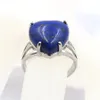 Love Heart Rose Quartz lapis lazuli cyrstal ring voor vrouwen zilveren kleur natuursteen verstelbare ringen verloving bruiloft bruids sieraden bt008