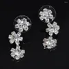 Collier boucles d'oreilles ensemble mode Banquet pour femmes strass fleurs argent plaqué tour de cou robe de mariée fête boucle d'oreille dames cadeau