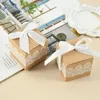 Gift Wrap 50pcs Lace Bow Candy Box Flower Kraft Paper Baby Shower Dragee Baptism Birthday Wedding Mini Single Cake Packaging