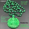 Colares pendentes World Peace Guanyin Retrato Hand esculpido Bijou Colar homens homens homens naturais Dragão de ferro verde seco Pedra Long Long