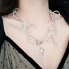 Choker Imitation Pearl Crystal Pendant Clavicle Chain Necklace For Women Multilayer Exquisite Shiny Fashion Jewelry