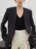 Costumes pour femmes mode femmes Blazer Simple sans col fraises fourche arrière ample à manches longues gris costume vestes femme automne 2022