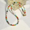 Choker Boho Necklaces For Women Natural Stone Colored Beaded Trendy Crystal Quartz Summer Beach Necklace Jewelry