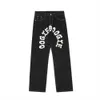 Mäns jeans 2021 Ny ankomst Cartoon Pocket Print Retro Washed Men Hip Hop Jeans Trousers Straight Casual Baggy Denim Pants Pantn Homme T221102