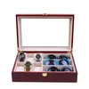 Watch Boxes 6 Slots Luxury Fashion Men Home Dark Red Color Box Top Quality Storage With Sunglasses Holder 200803-13