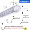 8Ft Led Tube Frosted Cover 8 Feet Shop Lights Fixture 96 Inch Cooler Door Freezer Integrated Lamp 4 Row 144W Transparent Clear Covers No RF FM Interference