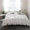 Bedding Sets A Side Cotton And B Fleece Bed Linen Black White Stripe Winter Warm Set Housse De Couette Quilt Cover