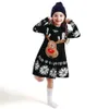 Girl's Dresses Girls Christmas Themed Long Sleeve Tree Print Lace Dress Snowman Santa Outfit Vestido Claus Knit Winter 221111