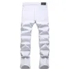 High Street Street White Jeans Hole Patch Elastic Slim Fit Jans Jeans Skinny Solid Solido Pantaloni di denim di alta qualità