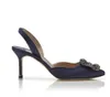 dress shoes Women pumps brand high heels Hangisli sky blue satin leather jewel buckle slingback sandal sling back sandals 70mm heel with box