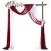 Party Decoration 3PC Chiffon Drapery Tulle Curtain Outdoor Wedding Arch Backdrop Halloween Event Decor Veil Pography Props