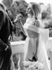 Vestido de noiva de cetim curto com grande laço destacável do ombro, vestidos de noiva simples, vestidos de noiva de Mariee 2023