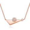 Nouveau Designer Zircon Fleur s925 Argent Géométrique Pendentif Collier Femmes Bijoux Corée Mode Sexy Or Rose Chaîne Collier Accessoires