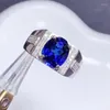 Cluster Rings Men Ring Blue Sapphire 925 Sterling Silver 8 10mm 3.2ct Gemstone For Or Women Fine Jewelry J22892