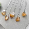Pendant Necklaces NM36591 Raw Petite Citrine Nugget Silver Plated Necklace November Birthstone Rough Ombre Charm
