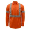 Högkvalitativ arbete Bomullsmän Långa ärmar Hi-Vis Safety Reflective Shirts