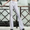 Pantalon femme Capris femme Sexy fermeture éclair entrejambe évasé pour femme Transparent Ultra-mince huileux brillant queue de poisson Fitness botte coupe