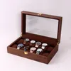 Bekijk dozen 3 kleuren Top Kwaliteit Home 12 Girds Men Box Luxe houten kasthouder voor horloges