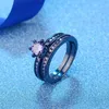 Charm Couple Rings Romantic Purple Rhinestones Women Rings Set Trendy Men's Stainless Steel Celtic Dragon Ring Fashion Jewelry