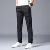 Men's Pants Korean Style Men'S Ice Silk Casual 2022 Spring Summer Business Straight Elastic Trousers Male Thin Loose Sweatpants