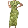 캐주얼 드레스 hycool 최신 부족 프린트 폴리네시아 여성 사모아 레드 드레스 큰 크기의 짧은 슬리브 우아한 파티 저녁