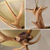 Pendant Lamps European Rural Vintage Frosted Glass Lights Imitation Antlers Resin E27 LED 3 For Porch&stairs&pavilion ZLDD052