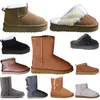 2022 Snöstövlar för kvinnors lyxklassiker Australie Australia Brown Furry Booties Navy Pink Black Fashion Designer Bottes Ankel Bow Fashion Clearance