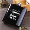 Hip Flasks 6Oz Wine Bottle Light Black Hip Flask Stainless Steel English Letter Pattern Wines Pot Arrival 10 8Dy L1 Drop Delivery Ho Dhn0N