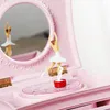 Decorative Objects Figurines Makeup Mirror Jewelry Box Music Dancing Ballerina Drawer Girl Kids al Toy Gift Pink 221108