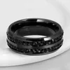 Anillos de pareja de moda para mujer, conjunto de anillos de circonia cúbica de cristal de corazón negro, anillo de acero inoxidable de piedra CZ negra de dos filas para hombre, joyería de boda