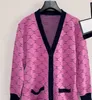 Maglioni da donna firmati Nuove donne Cardigan casual a maniche lunghe Autunno con scollo a V Patchwork Maglione lavorato a maglia Spatching Lettera Stampa giacca B7WP