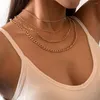 Hänge halsband mode skiktade för kvinnor trend guld silver färg enkel uttalande kedja choker halsband smycken halsdekoration