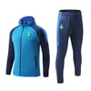 Stowarzyszenie sportowe de Saint-Etienne Men's TrackSuits Outdoor Sport Sport ciepłe trening ubrania Sport Sport Pełny zamek błyskawiczny z czapką garnitur sportowy z długim rękawem