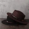 Basker ull fedora hatt fow kvinnor män tofs fläsk pie gentleman platt bowler fläskpie toppjazz