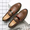 Men Solid Loafers British Color Shoes PU Rivets Black Metal Buckle A Pedal Fashion Business Casual Wedding Daily 74