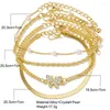 Fußkettchen LUOLER Gold Einfache Kette Für Frauen Strand Fuß Schmuck Schmetterling Kristall Bein Knöchel Armbänder Set Zubehör