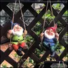 Decora￧￵es de jardim Creative Chete Swing Gnome Garden Garden Decora￧￣o de est￡tua resina an￵es pendurados na ￡rvore pingente ativo ornamento externo 220 dhpr9