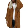 Misto lana da donna Inverno caldo Cappotto con cappuccio in pelliccia sintetica moda donna Cardigan peloso Capispalla peloso 221113