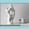 Vases Vases Vase en céramique géométrique abstrait motif Origami artisanat coloré accessoires d'arrangement de fleurs décoration de maison moderne Dro Dhi2G