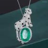 Anhänger Halsketten NurmWung 2022 European American Retro Simulation Smaragd Leopard Halskette Für Frauen Mode Schmuck Weihnachten Geschenk