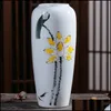 Vases Vases China White Porcelain Lotus Bloom Ceramic Flower Vase For Home Decor Handpainting Hydroponic Plant Drop Delivery Garden Dhwhy