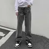 Men's Jeans 2022 New Arrivals Letter Embroidery Vintage Grey Men Baggy Jeans Trousers Retro Washed Hip Hop Straight Denim Pants Moda Hombre T221102