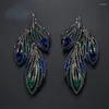 Boucles d'oreilles à la mode charme multicolore mode magnifique forme de plume pour les femmes et les filles bijoux de luxe boucle d'oreille cadeau de fête de noël