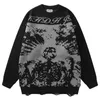 Chandails masculins 2022 Sweater tricot￩ Sweater Vintage Streetwear Lettre squelette Pull Gothic Gothic Harajuku Hip Hop Loose Tullover