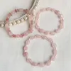 Braccialetti di cristallo naturale per le donne Braccialetti di vera piccola perla con pepite irregolari Pepite di ghiaia Pietra di quarzo rosa