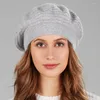 Berets Women Beige Black Fashion Solid Color Wool محبك مع السيدات قبعة قبعة قبعة الشتاء دافئ القبعة الدافئة