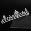 Elegante kristal bruiloft kroon haar sieraden bruids kopstuk zilveren kleur bloem tiara verjaardagsfeestje cadeau accessoires